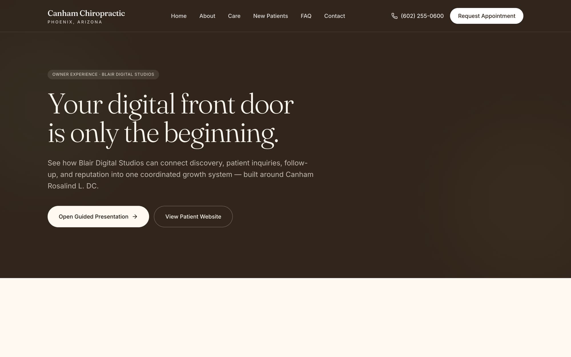 Canham Chiropractic owner experience: Your digital front door is only the beginning.